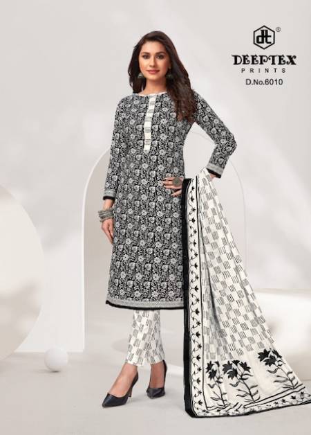 Aaliza Vol 6 By Deeptex Black And White Printed Cotton Dress Material
